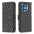 For OnePlus 12R Diamond Lattice Wallet Flip Leather Phone Case(Black)