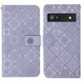 For Google Pixel 6a Ethnic Style Embossed Pattern Leather Phone Case(Purple)