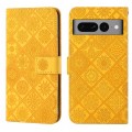 For Google Pixel 7 Pro Ethnic Style Embossed Pattern Leather Phone Case(Yellow)
