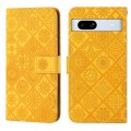 For Google Pixel 7a Ethnic Style Embossed Pattern Leather Phone Case(Yellow)