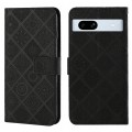For Google Pixel 7a Ethnic Style Embossed Pattern Leather Phone Case(Black)