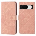 For Google Pixel 8 Ethnic Style Embossed Pattern Leather Phone Case(Pink)