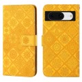 For Google Pixel 8 Ethnic Style Embossed Pattern Leather Phone Case(Yellow)