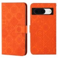 For Google Pixel 8 Ethnic Style Embossed Pattern Leather Phone Case(Orange)