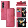 For Samsung Galaxy Z Fold3 PU Genuine Leather Texture Embossed Line Phone Case(Red)