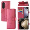 For Samsung Galaxy Z Fold5 PU Genuine Leather Texture Embossed Line Phone Case(Red)