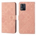 For Motorola Moto E13 Ethnic Style Embossed Pattern Leather Phone Case(Pink)