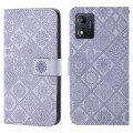 For Motorola Moto E13 Ethnic Style Embossed Pattern Leather Phone Case(Purple)