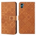 For Motorola Moto E22s / E32 4G Ethnic Style Embossed Pattern Leather Phone Case(Brown)
