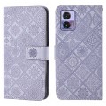 For Motorola Edge 30 Neo Ethnic Style Embossed Pattern Leather Phone Case(Purple)
