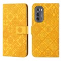 For Motorola Edge 2022 Ethnic Style Embossed Pattern Leather Phone Case(Yellow)
