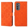 For Motorola Edge 2022 Ethnic Style Embossed Pattern Leather Phone Case(Orange)