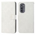 For Motorola Edge 2022 Ethnic Style Embossed Pattern Leather Phone Case(White)