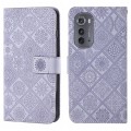 For Motorola Edge 2022 Ethnic Style Embossed Pattern Leather Phone Case(Purple)