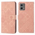 For Motorola Moto G 2023 Ethnic Style Embossed Pattern Leather Phone Case(Pink)