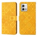 For Motorola Moto G Stylus 5G 2023 Ethnic Style Embossed Pattern Leather Phone Case(Yellow)