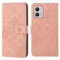 For Motorola Moto G53 Ethnic Style Embossed Pattern Leather Phone Case(Pink)