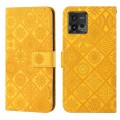 For Motorola Moto G72 Ethnic Style Embossed Pattern Leather Phone Case(Yellow)
