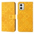 For Motorola Moto G73 Ethnic Style Embossed Pattern Leather Phone Case(Yellow)