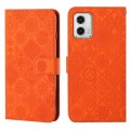 For Motorola Moto G73 Ethnic Style Embossed Pattern Leather Phone Case(Orange)