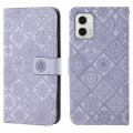 For Motorola Moto G73 Ethnic Style Embossed Pattern Leather Phone Case(Purple)