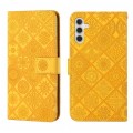 For Samsung Galaxy A05S Ethnic Style Embossed Pattern Leather Phone Case(Yellow)