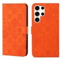 For Samsung Galaxy S24 Ultra 5G Ethnic Style Embossed Pattern Leather Phone Case(Orange)