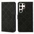 For Samsung Galaxy S24 Ultra 5G Ethnic Style Embossed Pattern Leather Phone Case(Black)