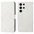 For Samsung Galaxy S24 Ultra 5G Ethnic Style Embossed Pattern Leather Phone Case(White)