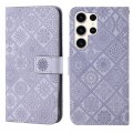 For Samsung Galaxy S24 Ultra 5G Ethnic Style Embossed Pattern Leather Phone Case(Purple)