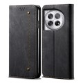 For OnePlus 12 Denim Texture Casual Style Horizontal Flip Leather Case(Black)