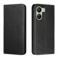 For Xiaomi Redmi 13C Carbon Fiber Texture Flip Holder Leather Phone Case(Black)