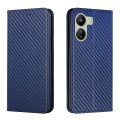 For Xiaomi Redmi 13C Carbon Fiber Texture Flip Holder Leather Phone Case(Blue)