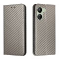 For Xiaomi Redmi 13C Carbon Fiber Texture Flip Holder Leather Phone Case(Grey)