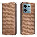 For Xiaomi Redmi Note 13 Pro Carbon Fiber Texture Flip Holder Leather Phone Case(Brown)