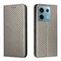 For Xiaomi Redmi Note 13 Pro Carbon Fiber Texture Flip Holder Leather Phone Case(Grey)