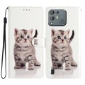 For Blackview A55 Pro Colored Drawing Leather Phone Case(Little Tabby Cat)