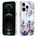 For iPhone 12 Pro Max Electroplated Symphony Phone Case(White Purple Flower)
