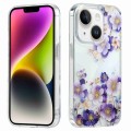 For iPhone 14 Electroplated Symphony Phone Case(White Purple Flower)