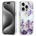 For iPhone 15 Pro Electroplated Symphony Phone Case(White Purple Flower)