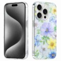 For iPhone 15 Pro Max Electroplated Symphony Phone Case(Green Grass Flower)