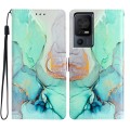 For TCL 40 SE Colored Drawing Leather Phone Case(Green Marble)