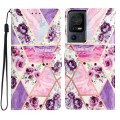 For TCL 40 SE Colored Drawing Leather Phone Case(Purple Marble)