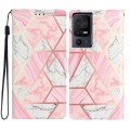 For TCL 40 SE Colored Drawing Leather Phone Case(Pink Marble)