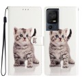For TCL 40 SE Colored Drawing Leather Phone Case(Little Tabby Cat)