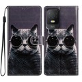 For TCL 403 Colored Drawing Leather Phone Case(Sunglasses Cat)