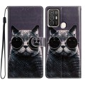 For ZTE Blade A52 Colored Drawing Leather Phone Case(Sunglasses Cat)