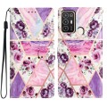 For ZTE Blade A52 Colored Drawing Leather Phone Case(Purple Marble)