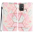 For ZTE Blade A52 Colored Drawing Leather Phone Case(Pink Marble)