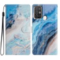 For ZTE Blade A52 Colored Drawing Leather Phone Case(Blue Marble)